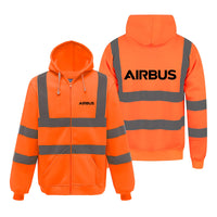 Thumbnail for Airbus & Text Designed Reflective Zipped Hoodies