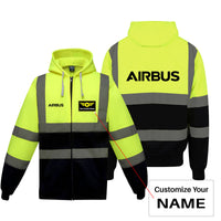 Thumbnail for Airbus & Text Designed Reflective Zipped Hoodies