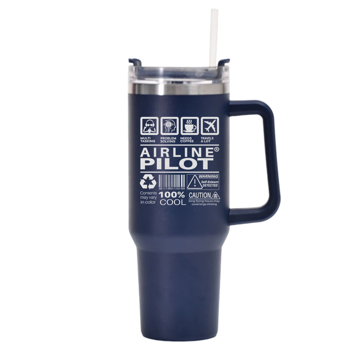 Airline Pilot Label Designed 40oz Stainless Steel Car Mug With Holder