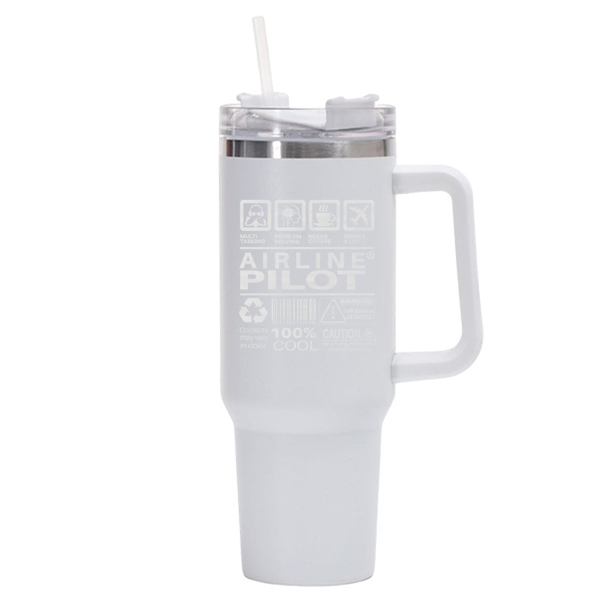 Airline Pilot Label Designed 40oz Stainless Steel Car Mug With Holder