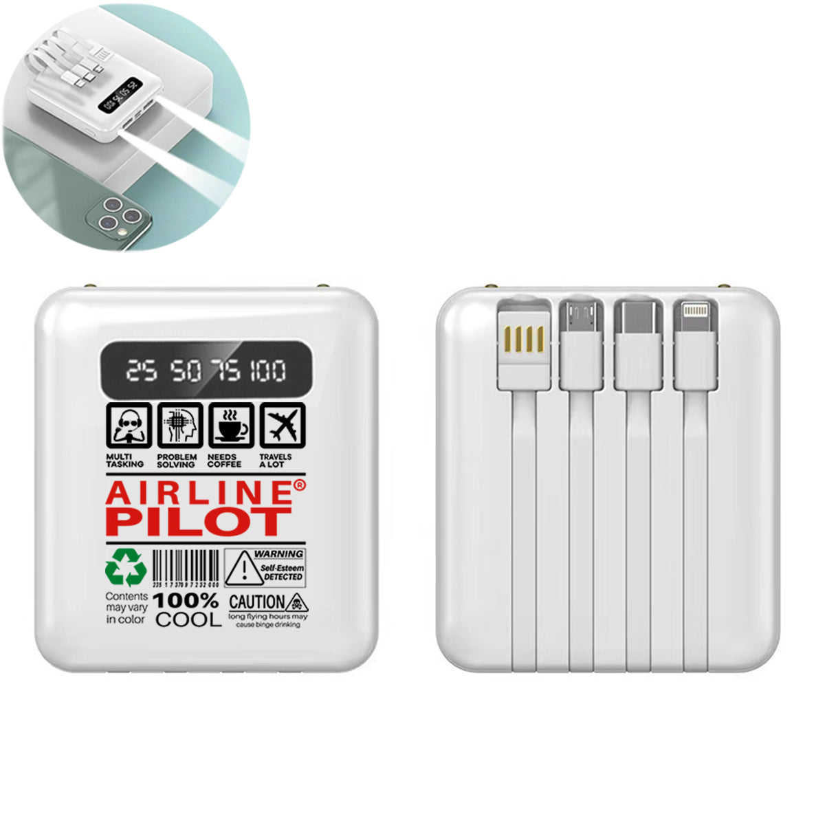 Airline Pilot Label Designed 10000mAh Quick Charge Powerbank