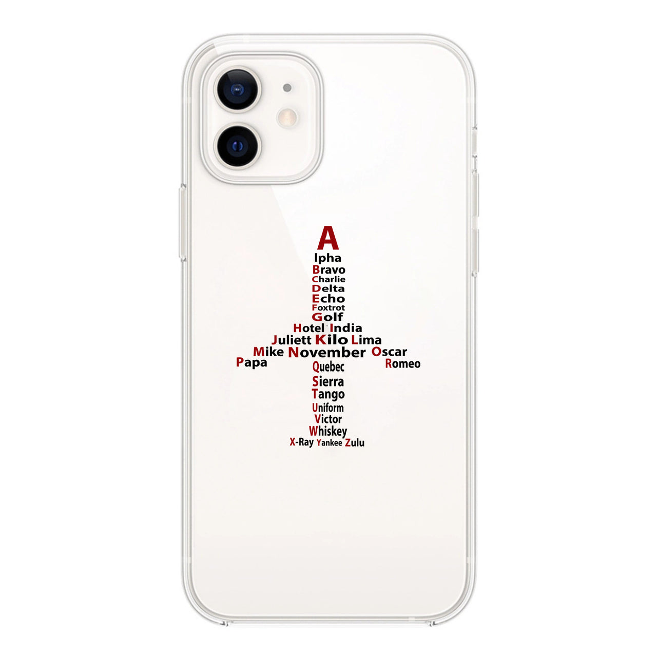 Airplane Shape Aviation Alphabet Designed Transparent Silicone iPhone Cases