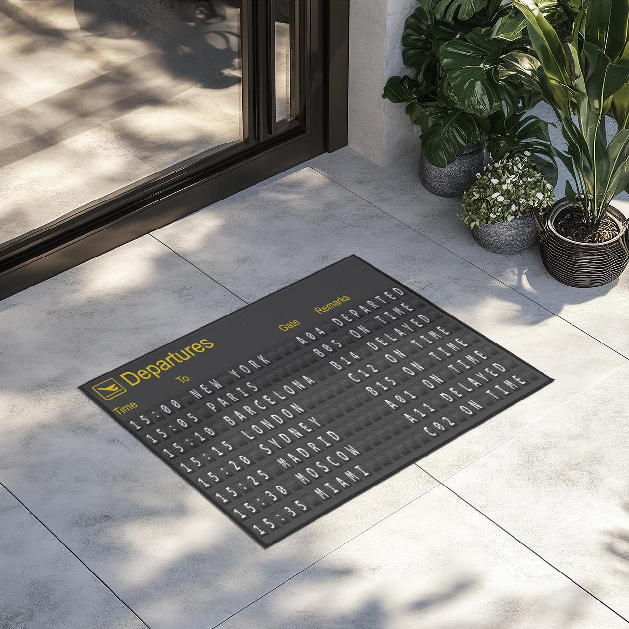 Airport Departure Sign Designed Door Mats