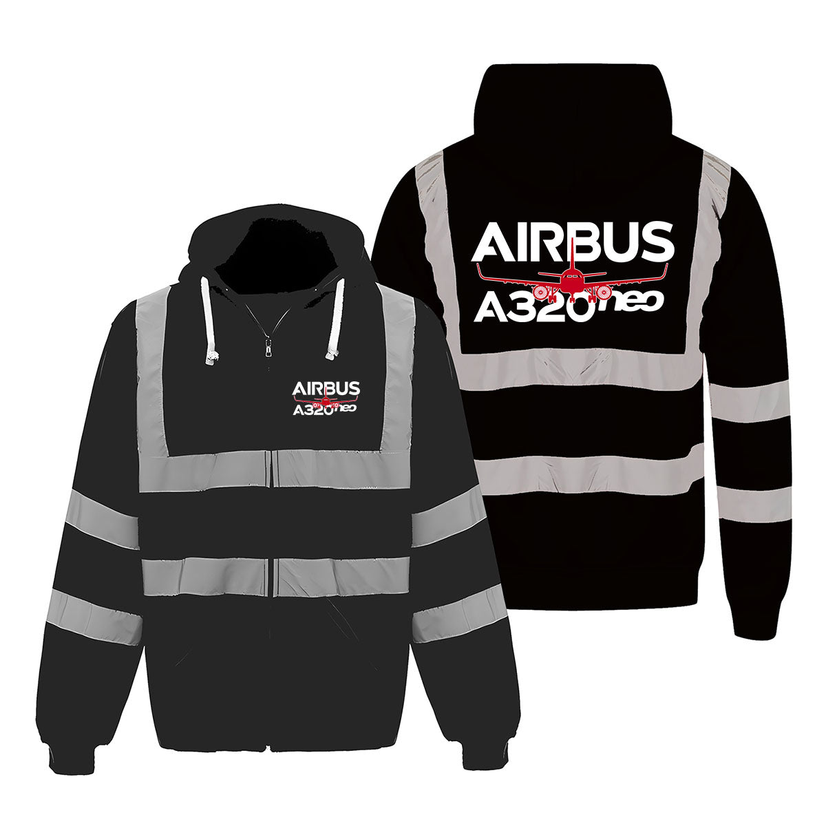 Amazing Airbus A320neo Designed Reflective Zipped Hoodies