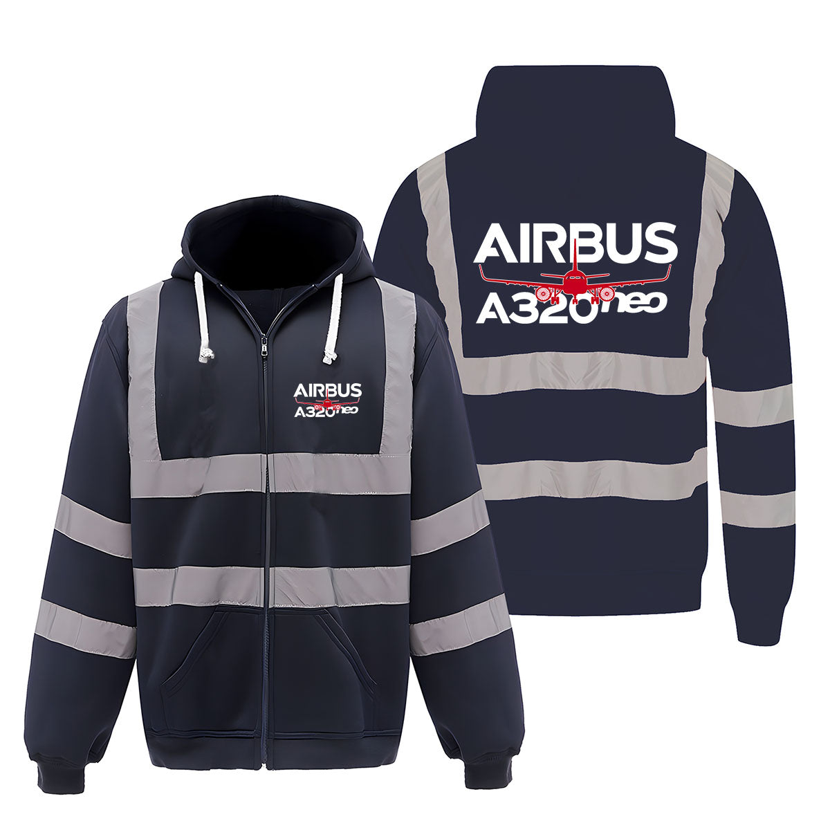 Amazing Airbus A320neo Designed Reflective Zipped Hoodies