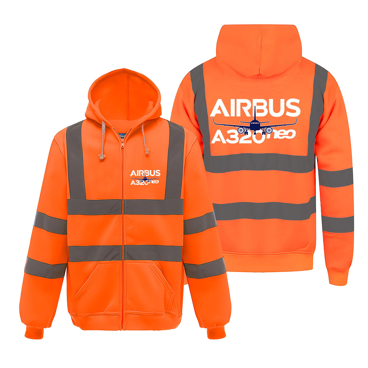 Amazing Airbus A320neo Designed Reflective Zipped Hoodies