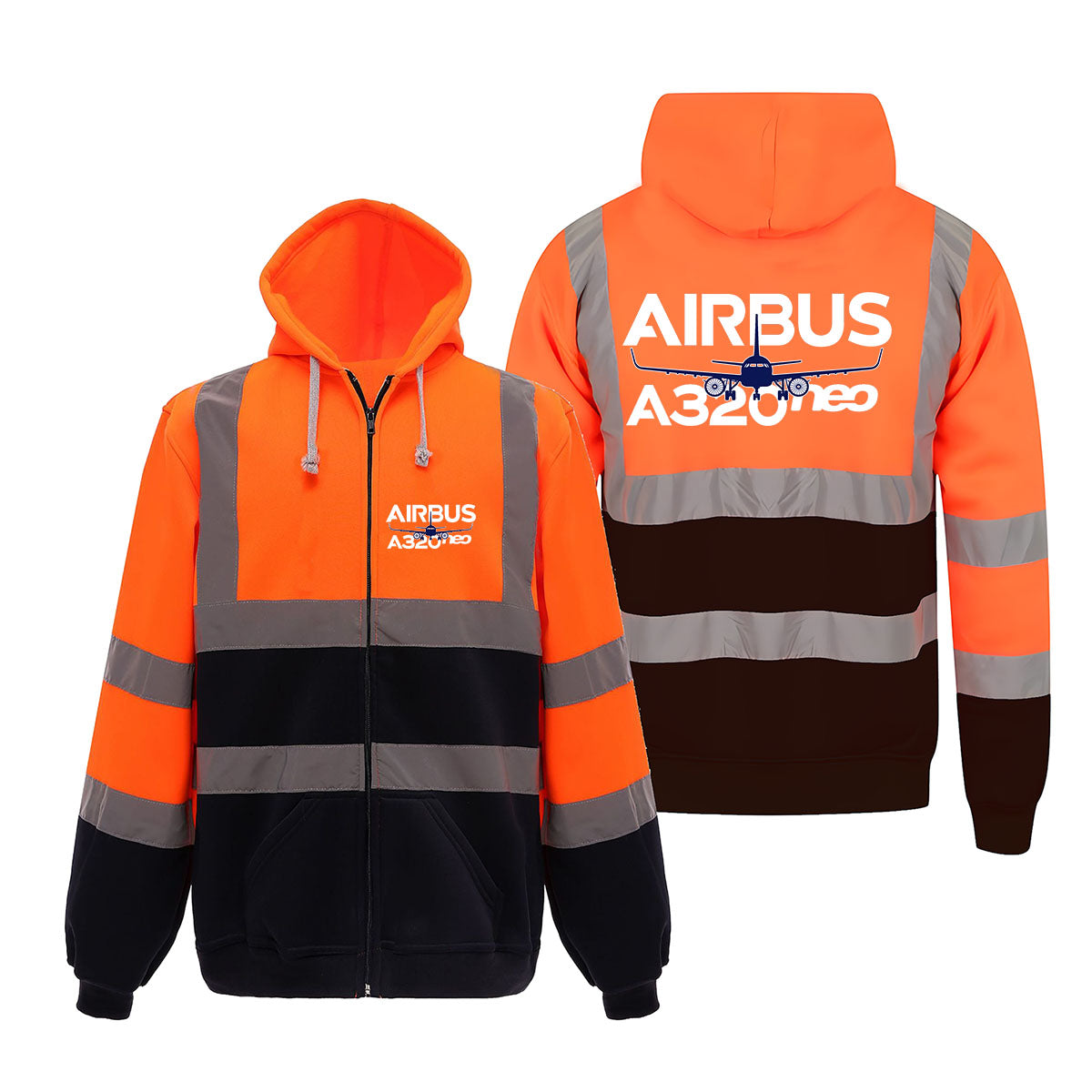 Amazing Airbus A320neo Designed Reflective Zipped Hoodies