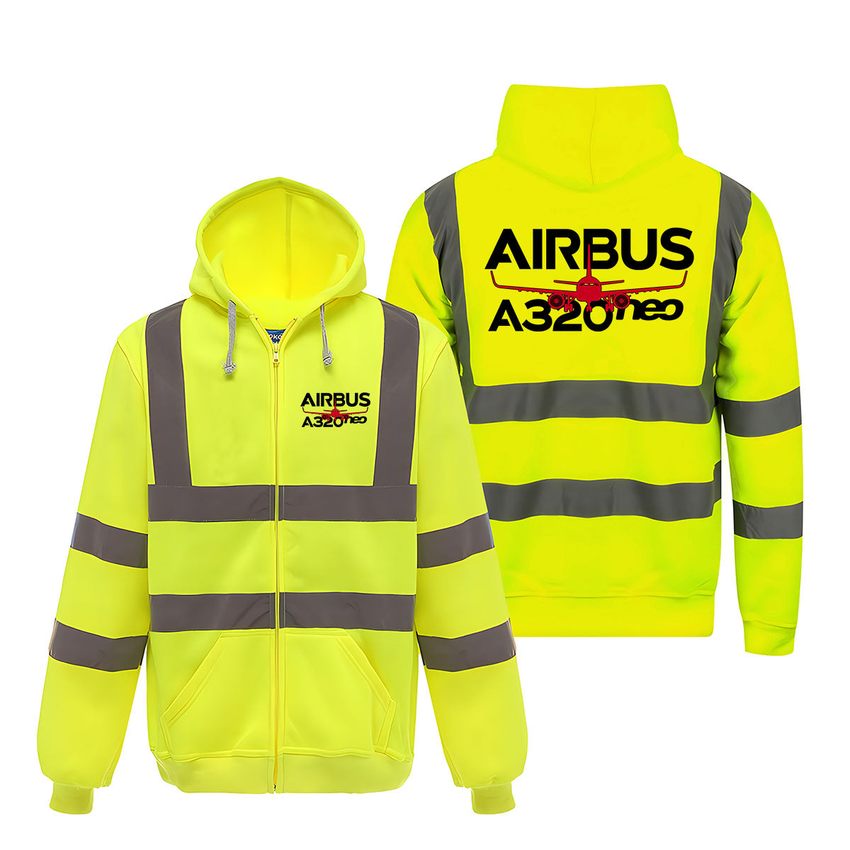 Amazing Airbus A320neo Designed Reflective Zipped Hoodies