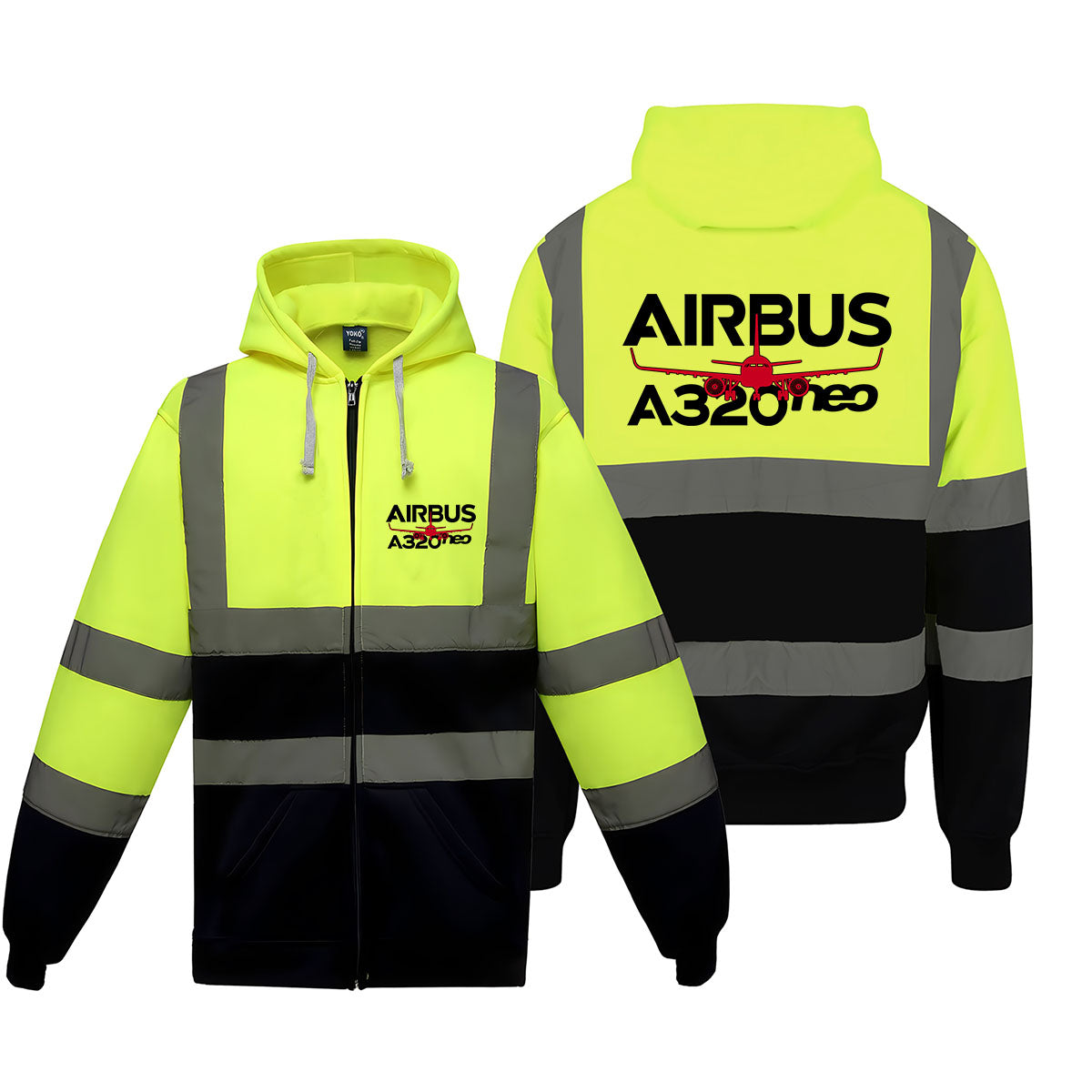 Amazing Airbus A320neo Designed Reflective Zipped Hoodies