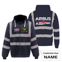 Thumbnail for Amazing Airbus A321neo Designed Reflective Zipped Hoodies