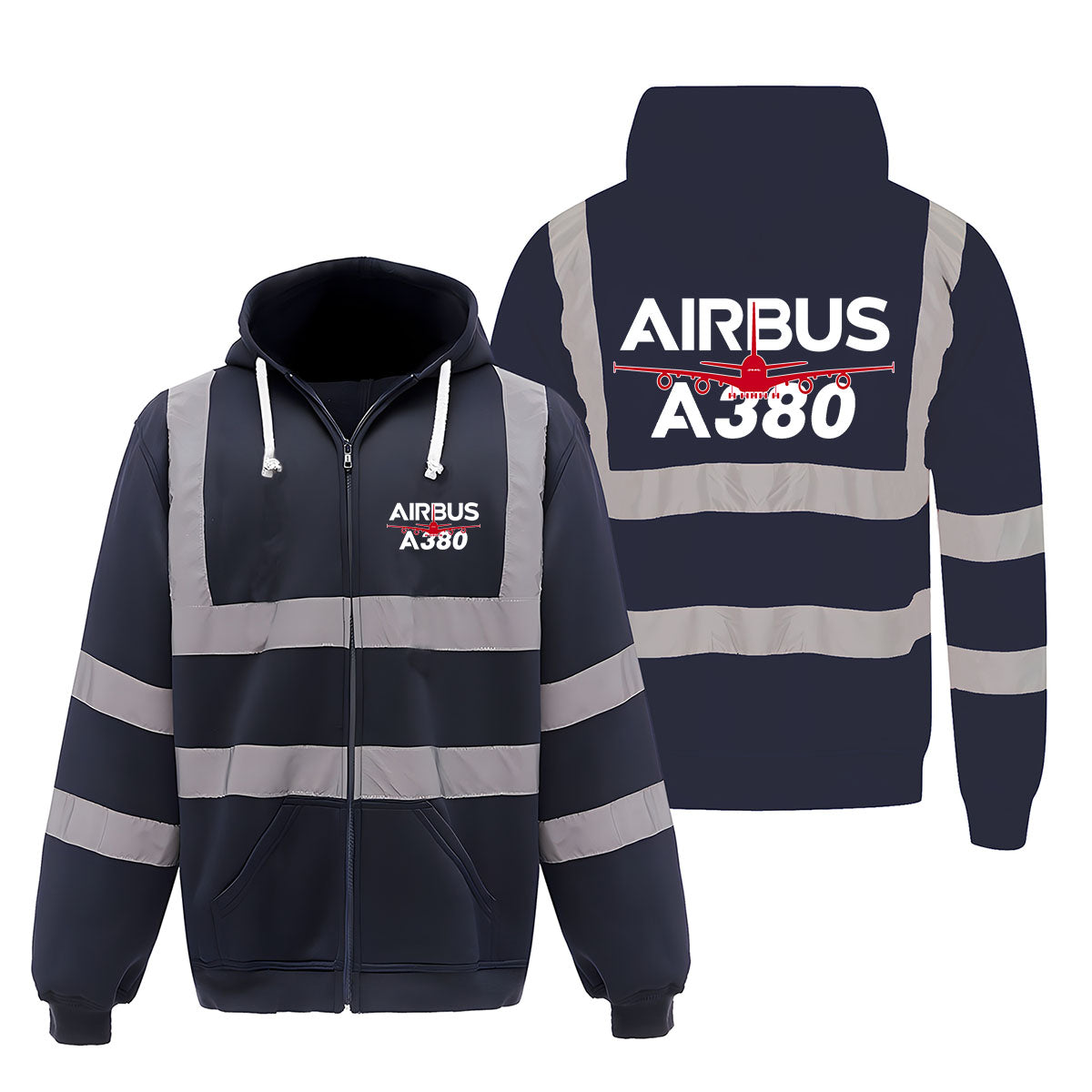 Amazing Airbus A380 Designed Reflective Zipped Hoodies