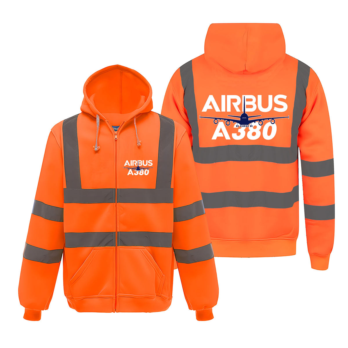 Amazing Airbus A380 Designed Reflective Zipped Hoodies