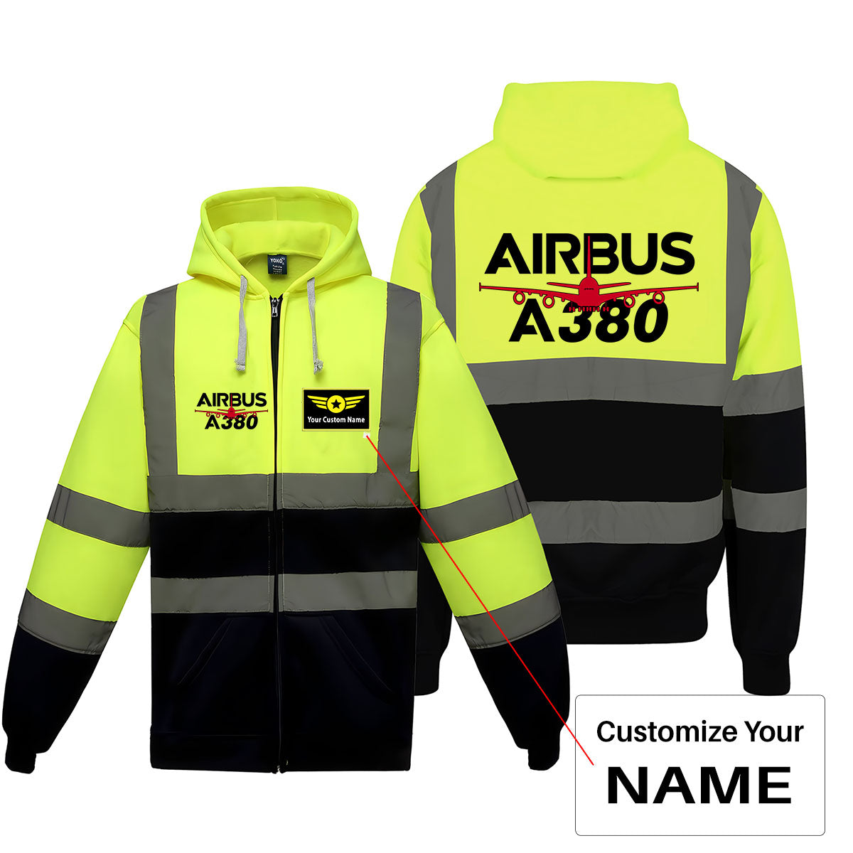 Amazing Airbus A380 Designed Reflective Zipped Hoodies