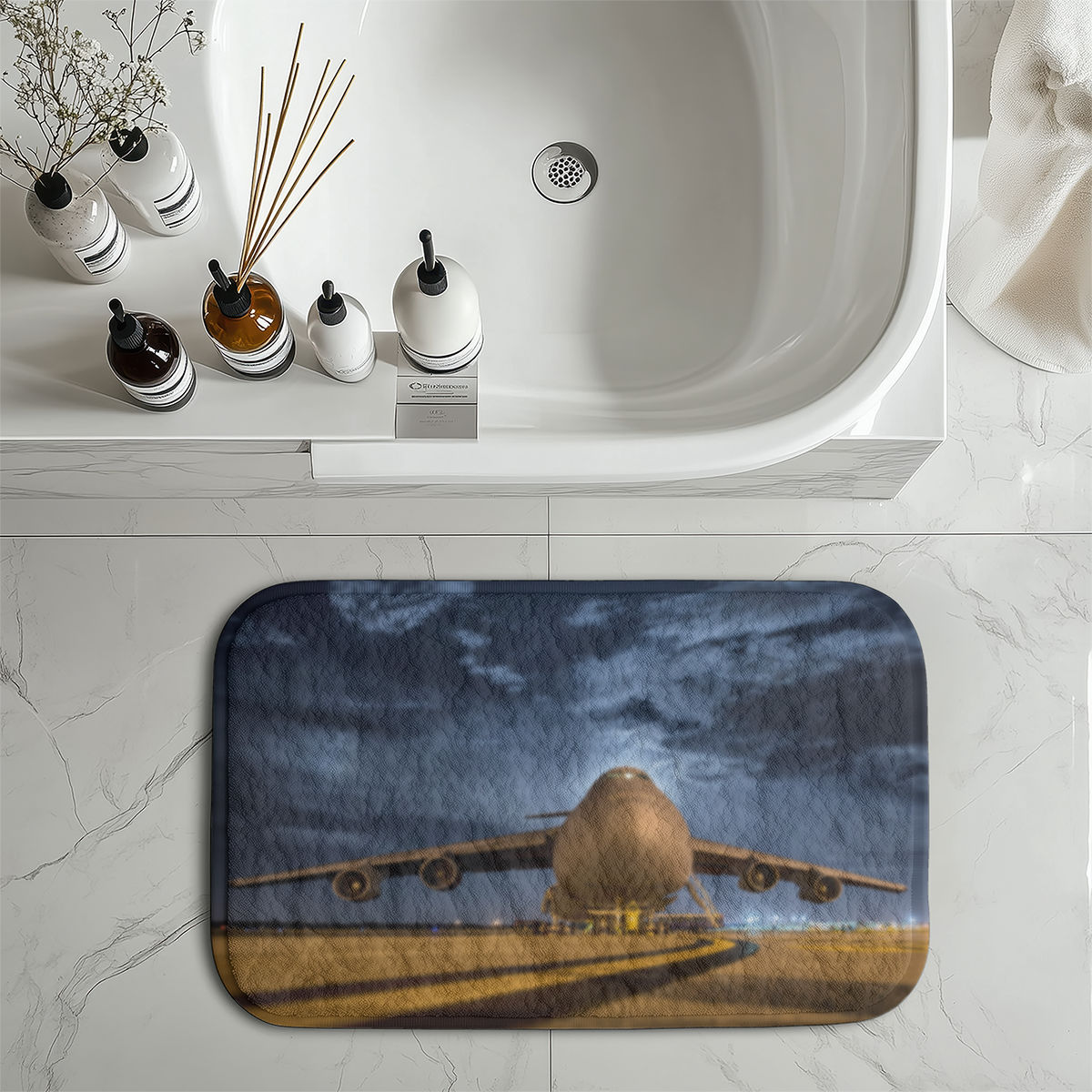 Amazing Military Aircraft at Night Designed Bath Mats