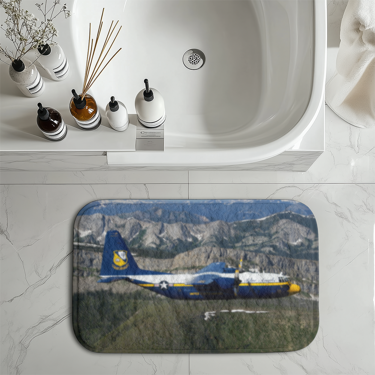 Amazing View with Blue Angels Aircraft Designed Bath Mats