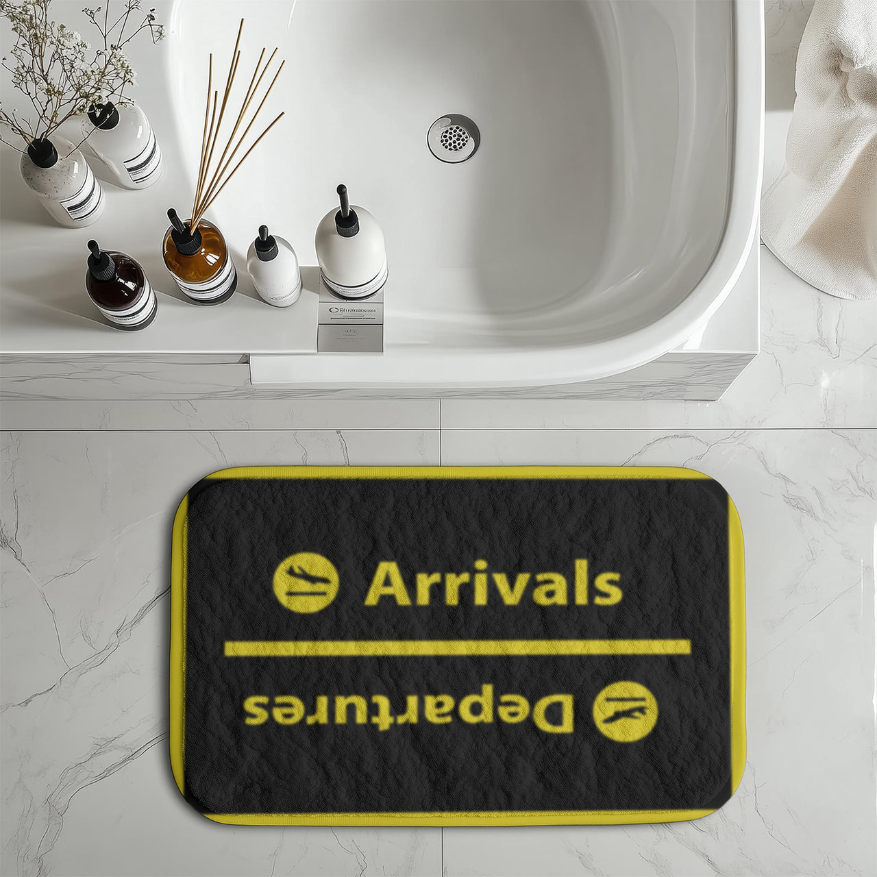 Arrival and Departures 4 (Black) Designed Bath Mats