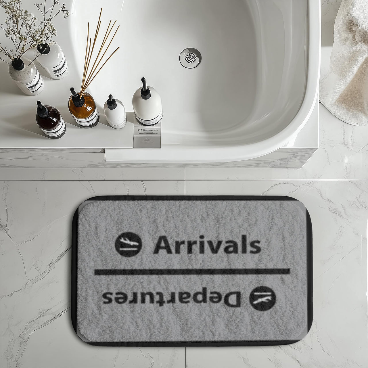 Arrival and Departures 4 (Gray) Designed Bath Mats