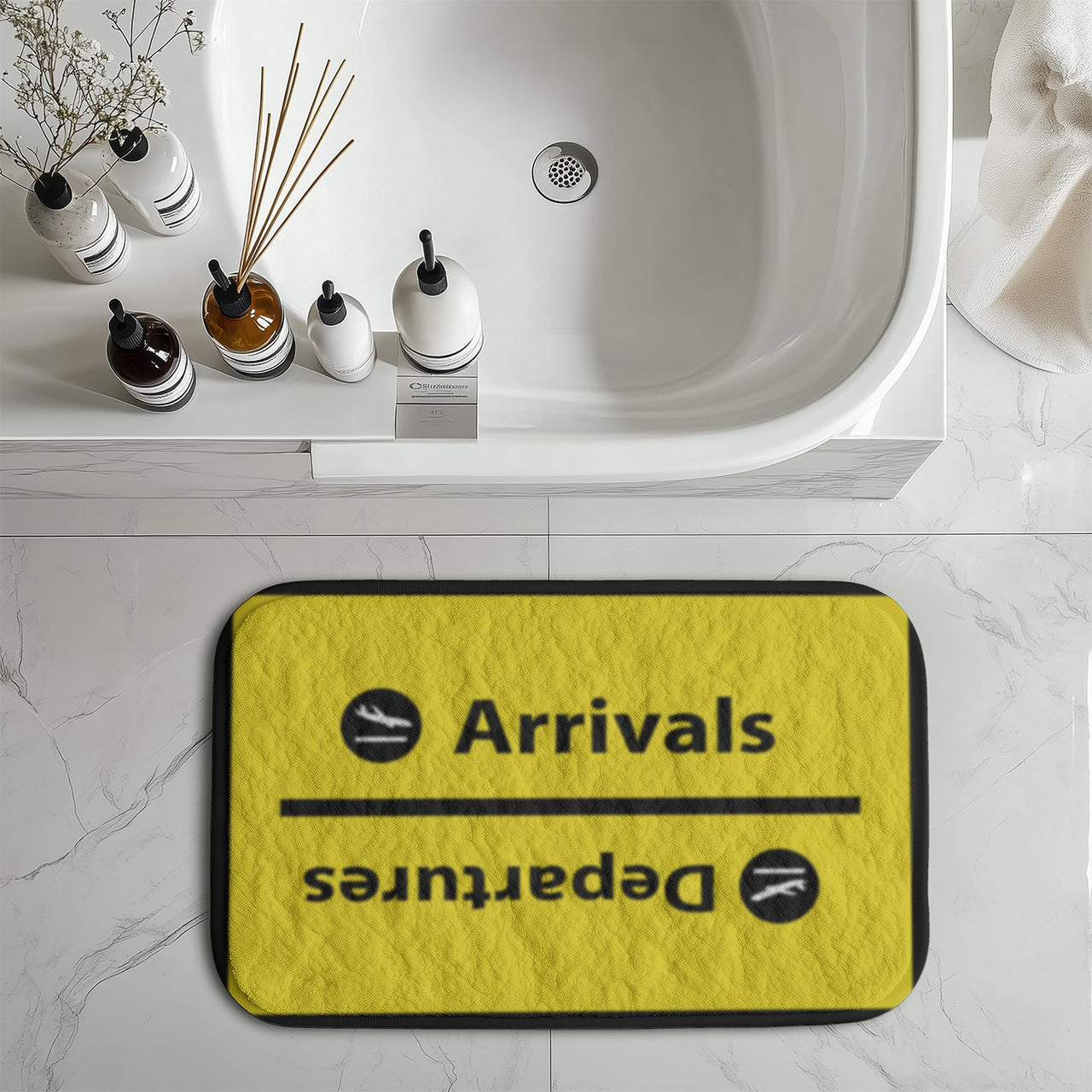 Arrival and Departures 4 (Yellow) Designed Bath Mats