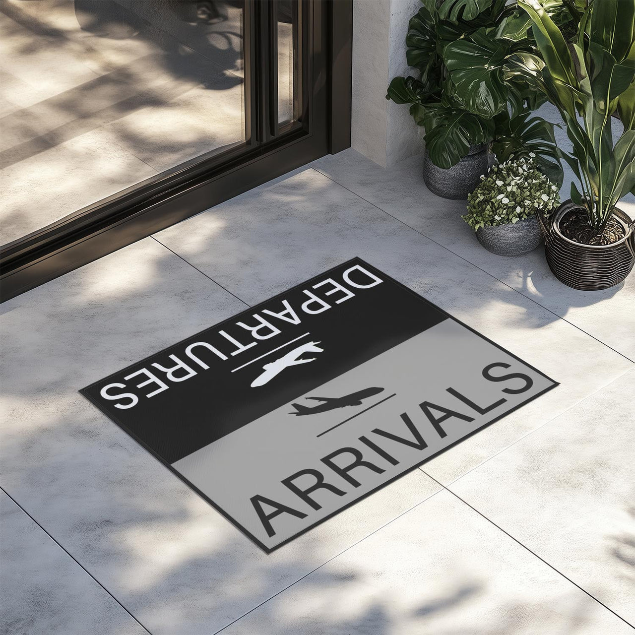 Departure and Arrivals (Gray) Designed Door Mats