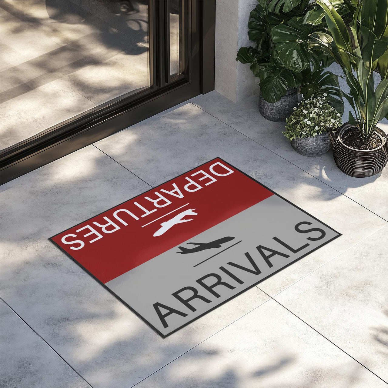 Departure and Arrivals (Red) Designed Door Mats