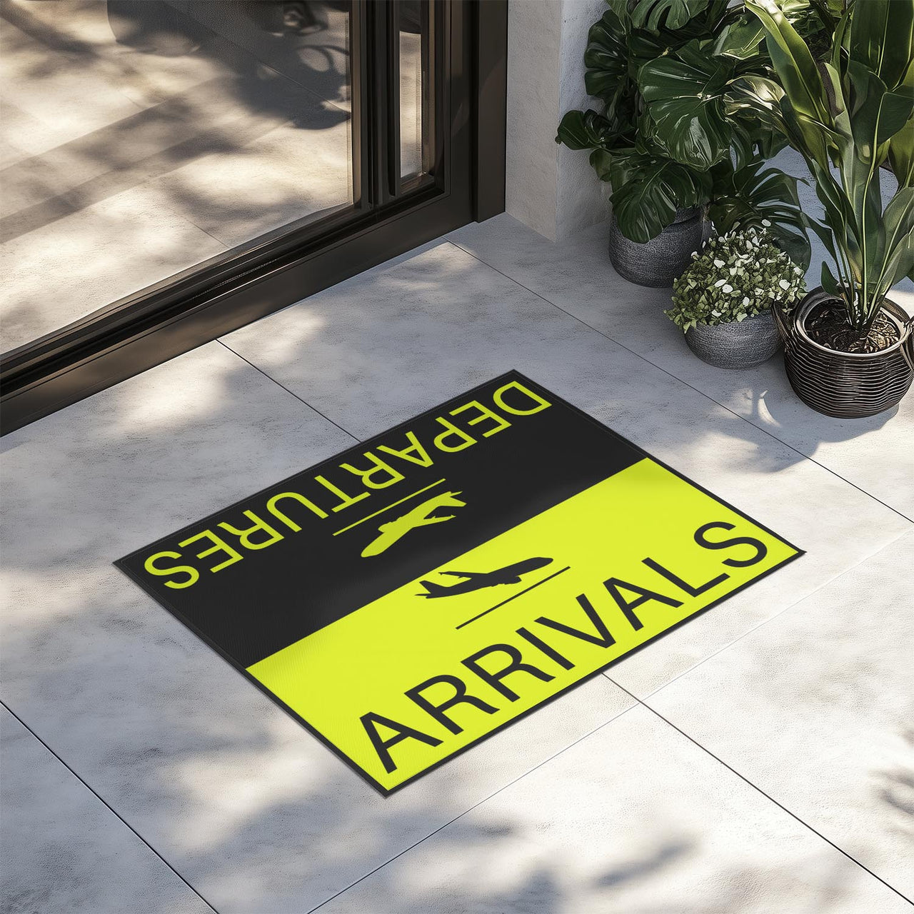 Departure and Arrivals (Yellow) Designed Door Mats