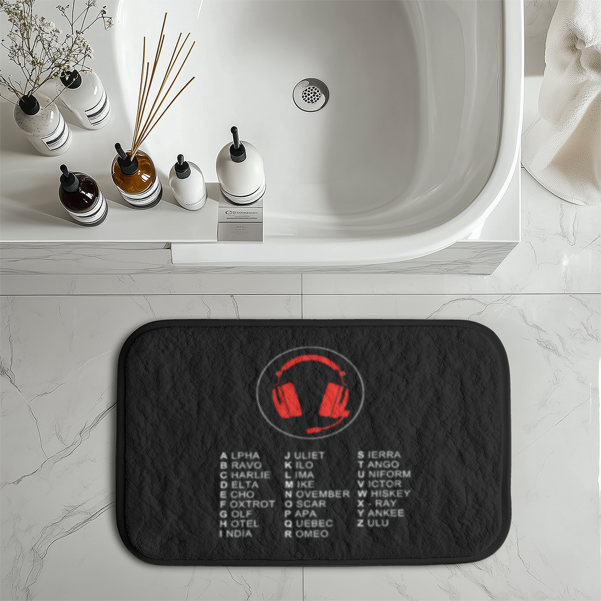 Aviation Alphabet 3 Designed Bath Mats