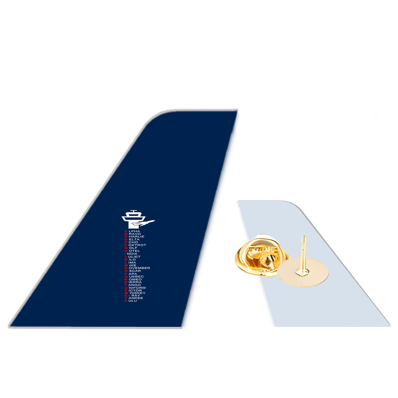 Aviation Alphabet Designed Tail Shape Badges & Pins