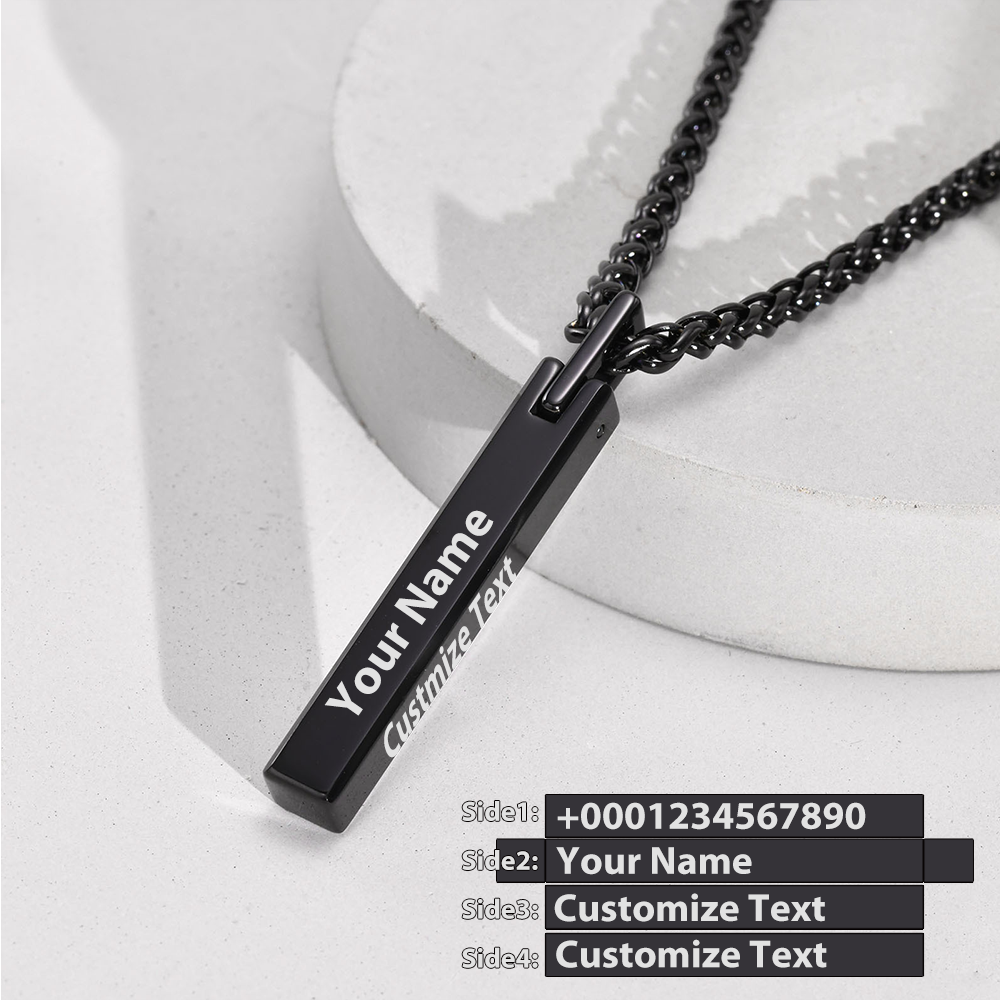 Your Custom Design & Image & Logo & Text Design  One word smooth necklace