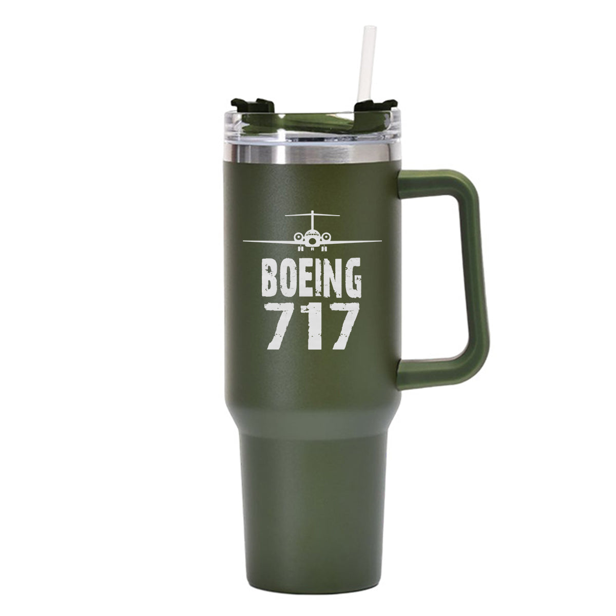 Boeing 717 & Plane Designed 40oz Stainless Steel Car Mug With Holder