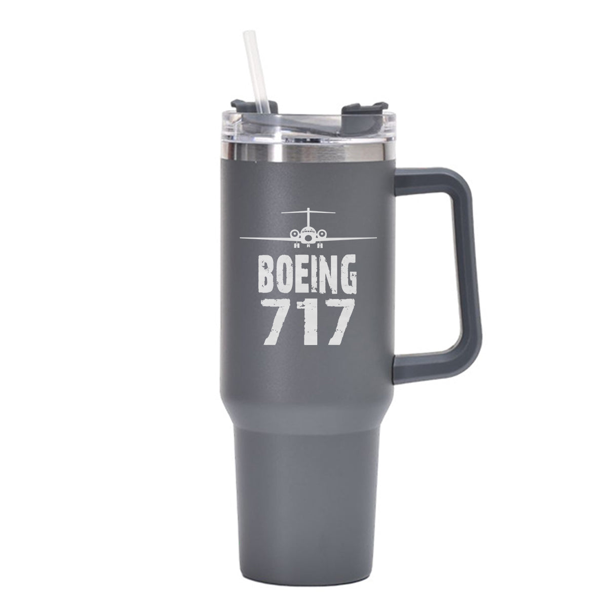 Boeing 717 & Plane Designed 40oz Stainless Steel Car Mug With Holder