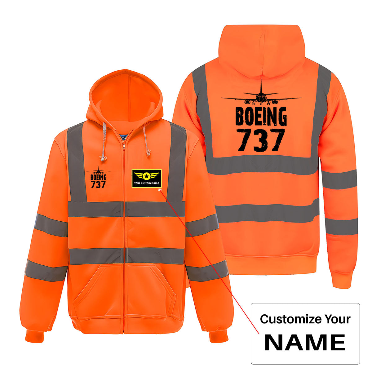 Boeing 737 & Plane Designed Reflective Zipped Hoodies