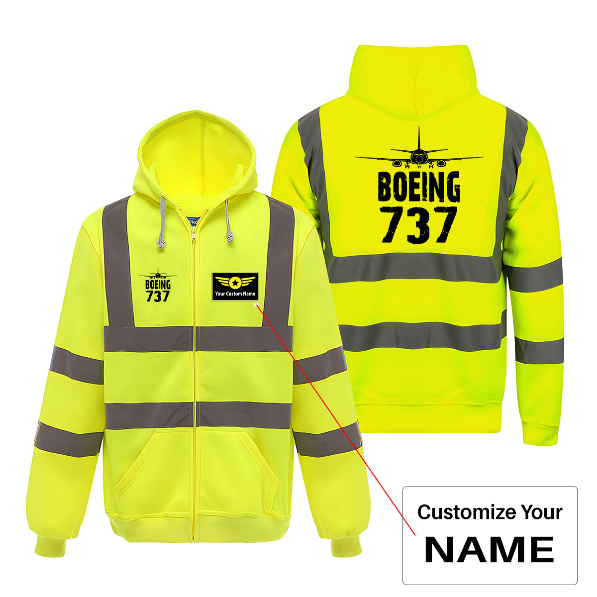 Boeing 737 & Plane Designed Reflective Zipped Hoodies