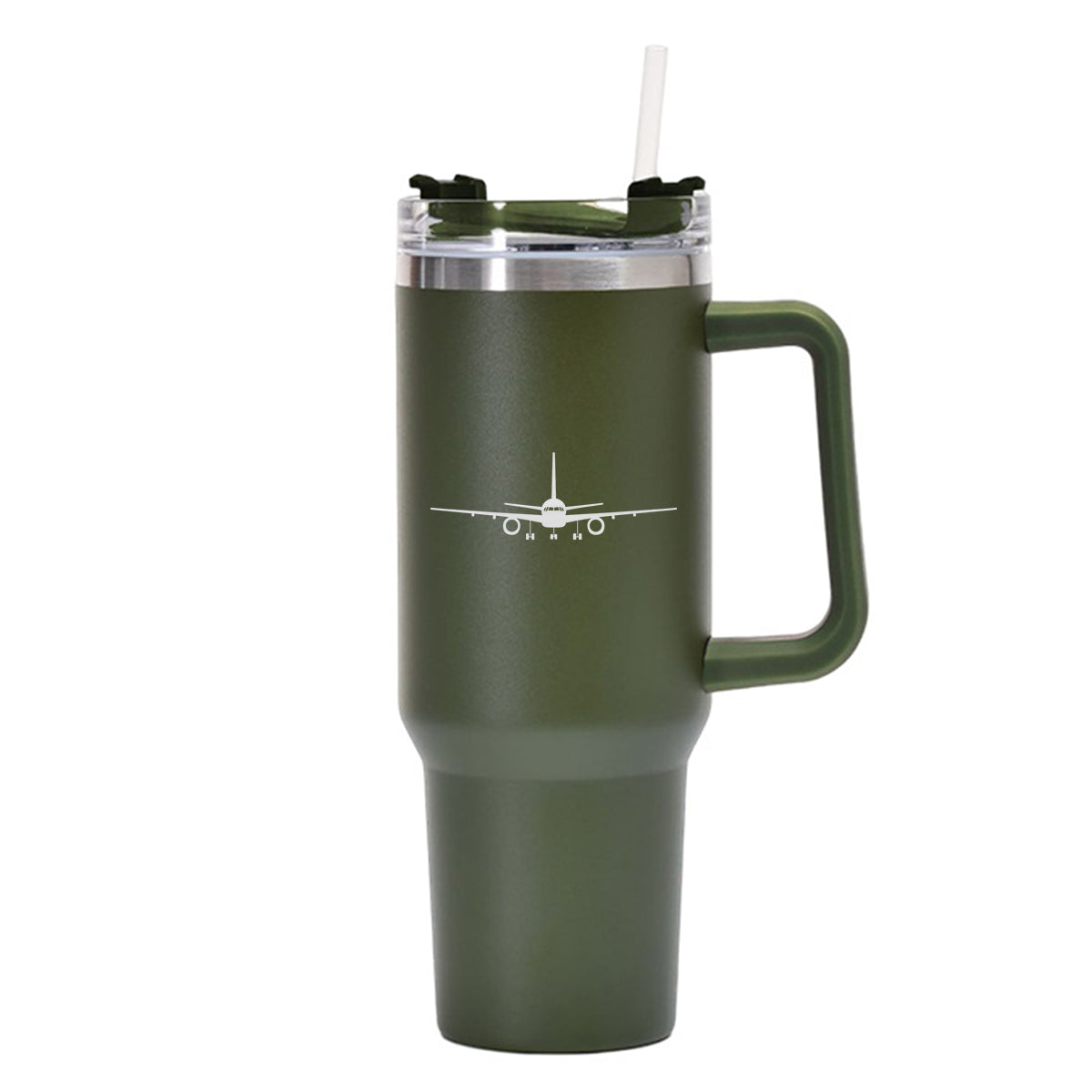 Boeing 757 Silhouette Designed 40oz Stainless Steel Car Mug With Holder