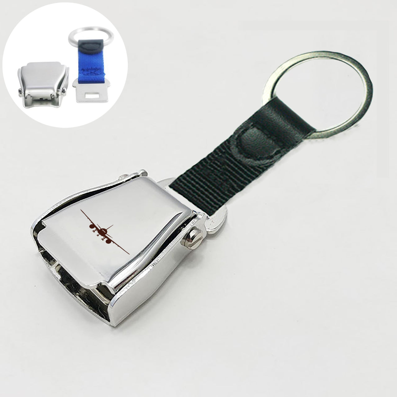 Boeing 777 Silhouette Designed Airplane Seat Belt Key Chains