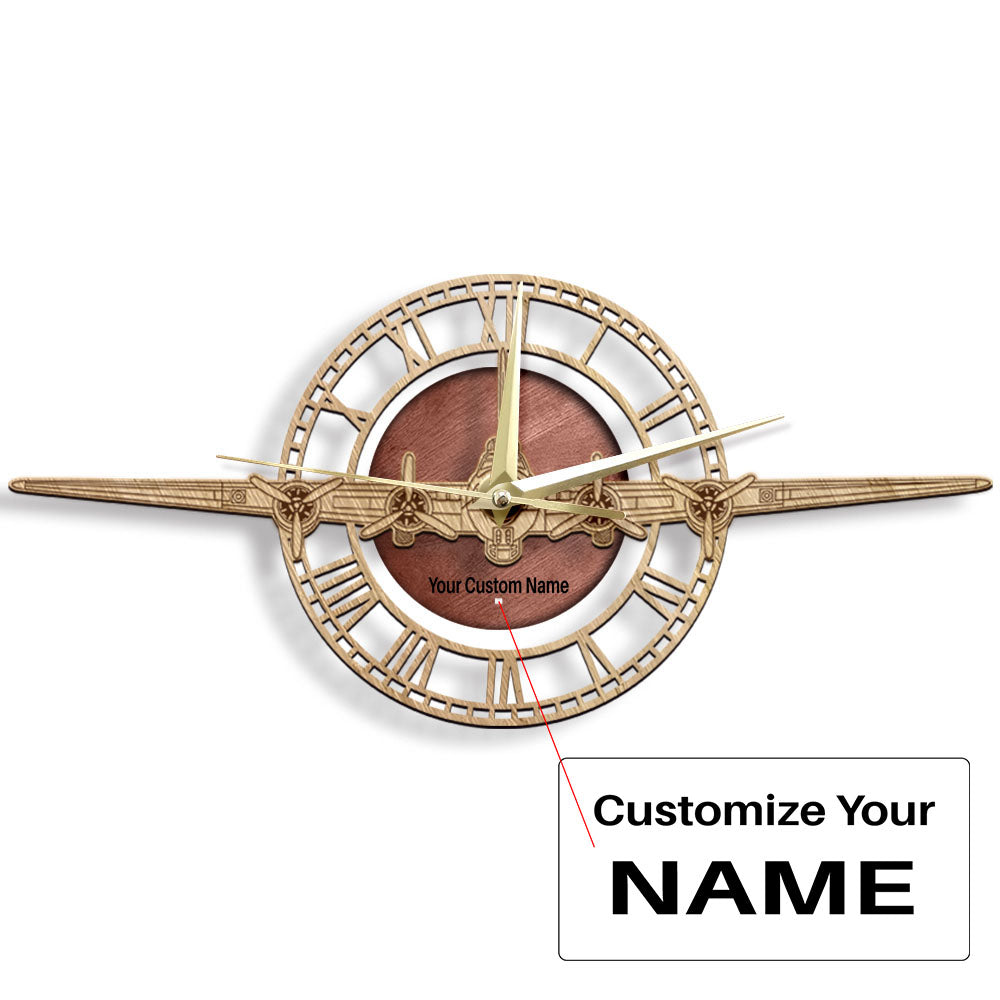 Boeing B-17 Flying Fortress Designed Wooden Wall Clocks