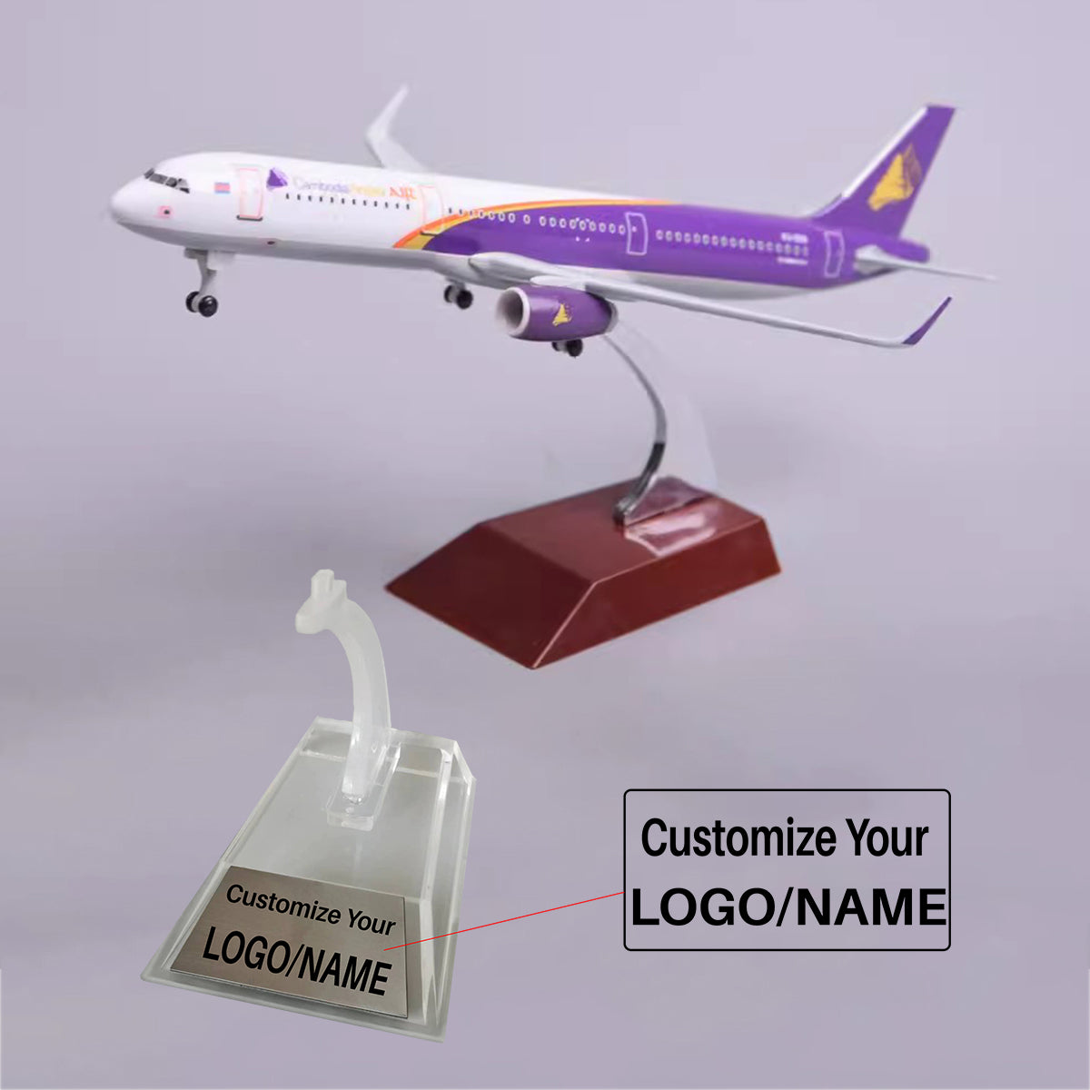 Cambodia Airlines Airbus A321 Airplane Model (1/200 Scale - 20CM)