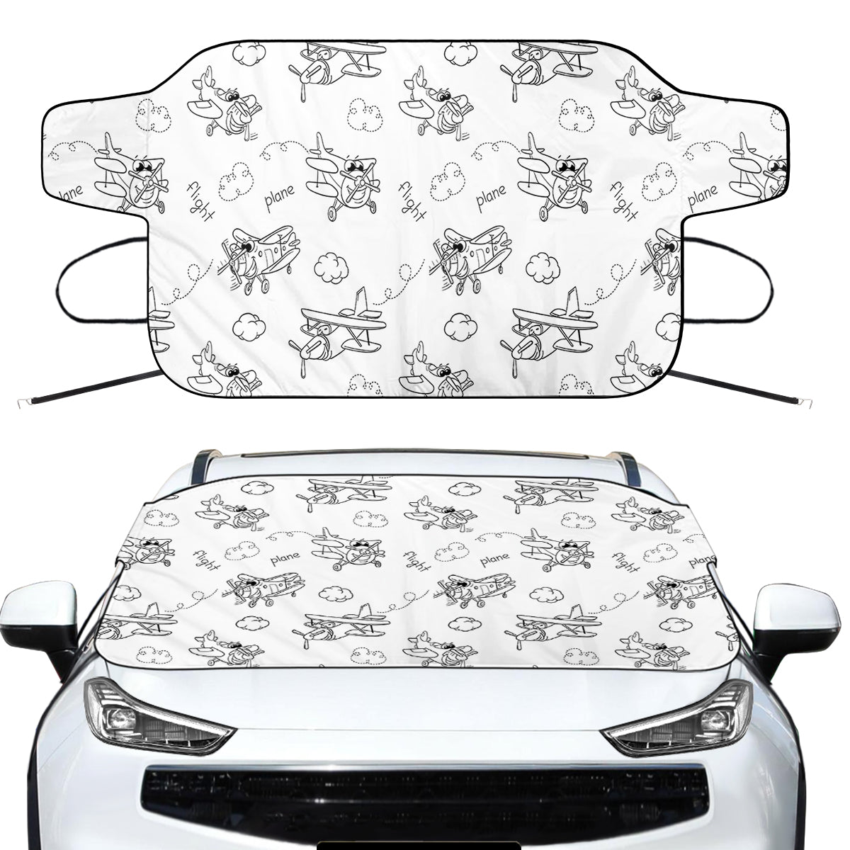 Cartoon Planes Designed Car Windshield Snow Covers