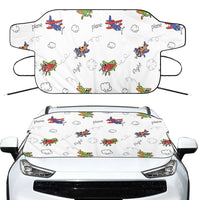 Thumbnail for Colorful Cartoon Planes Designed Car Windshield Snow Covers