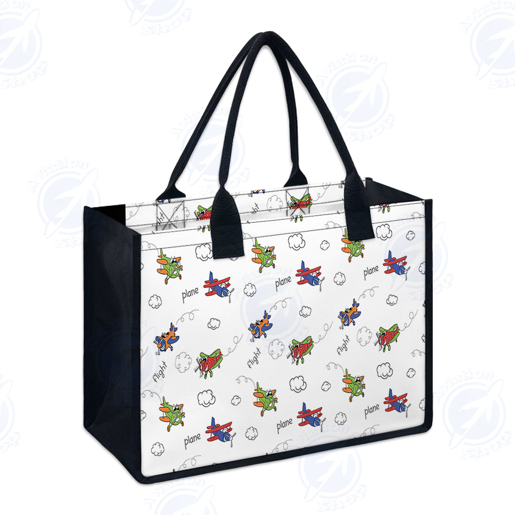 Colorful Cartoon Planes Designed Special Canvas Bags