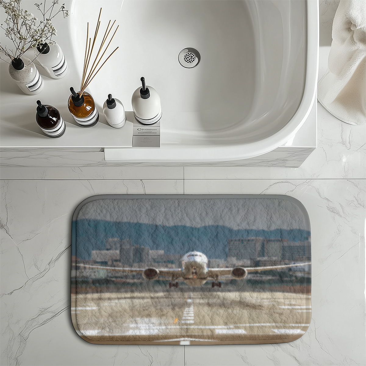 Departing Boeing 787 Dreamliner Designed Bath Mats