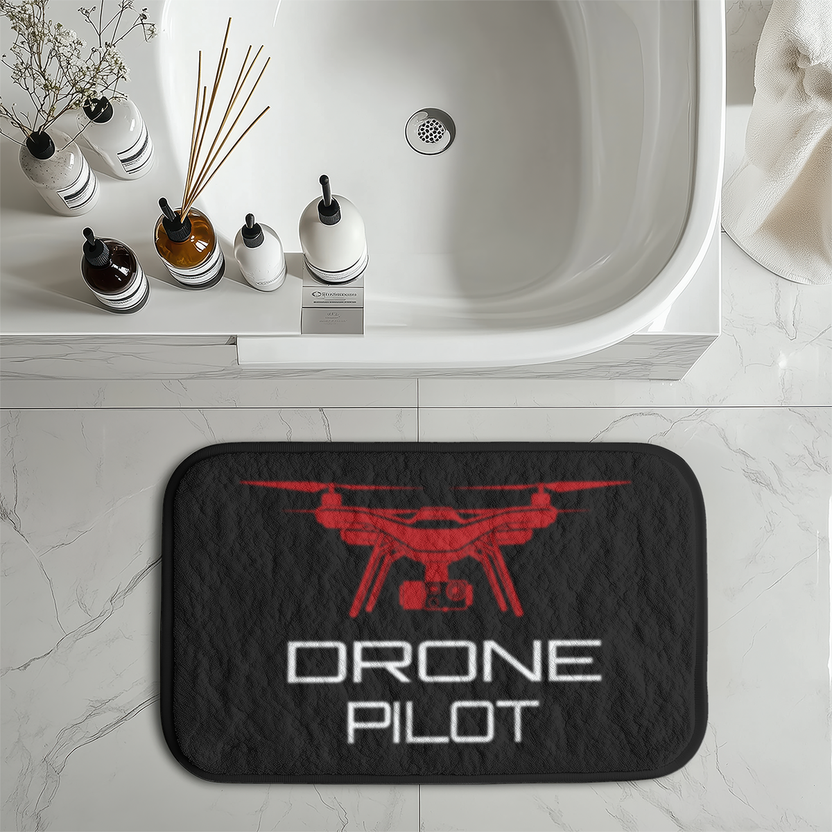 Drone Pilot Black Designed Bath Mats