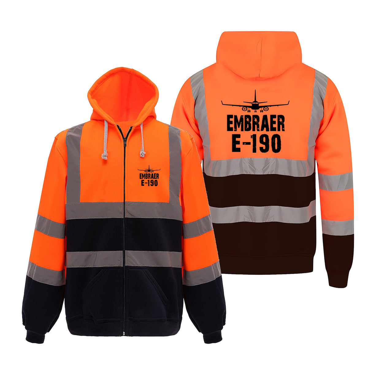 Embraer E-190 & Plane Designed Reflective Zipped Hoodies