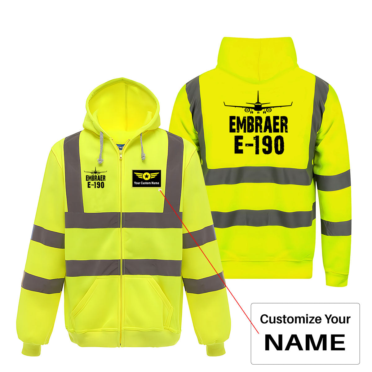 Embraer E-190 & Plane Designed Reflective Zipped Hoodies