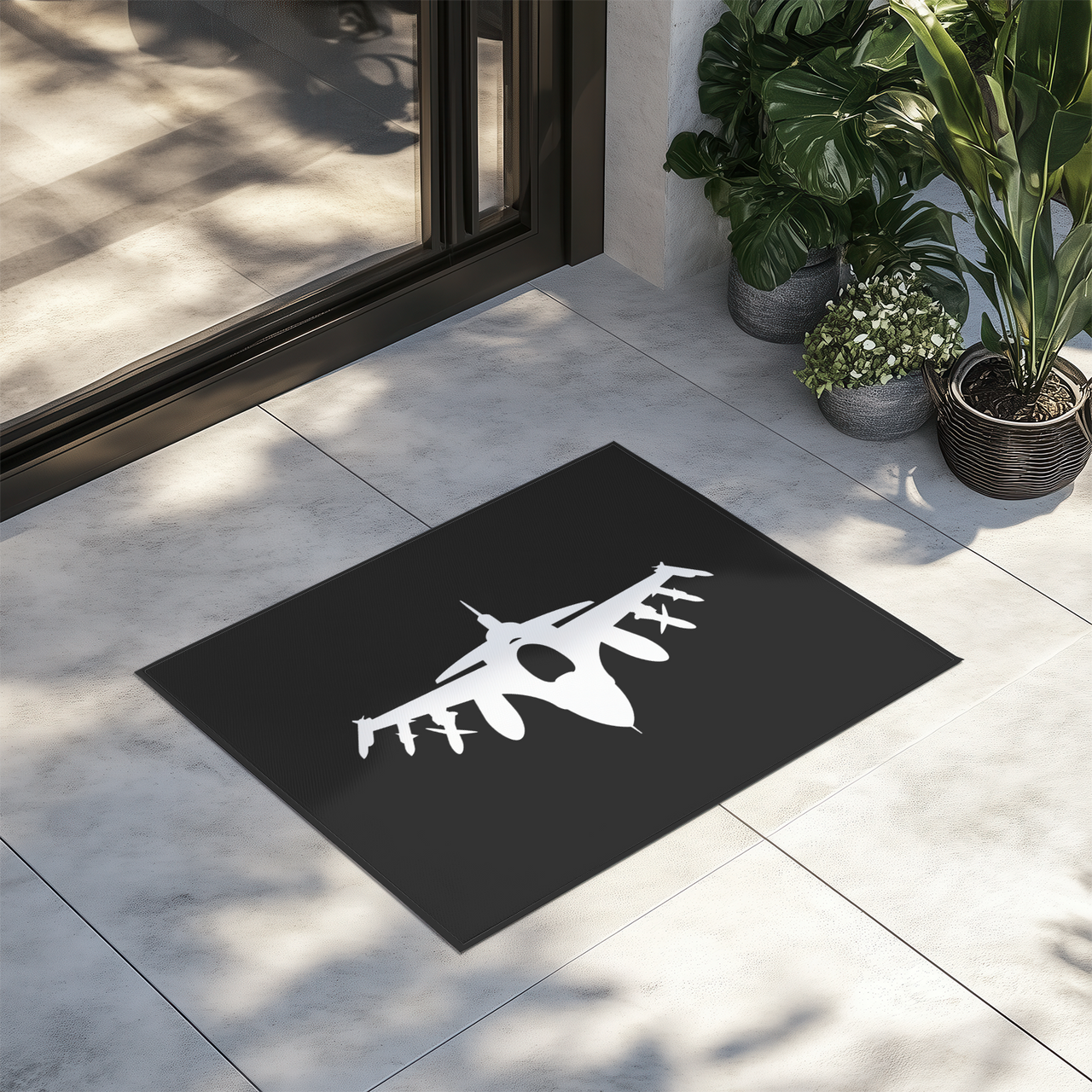 Fighting Falcon F16 Silhouette Designed Door Mats