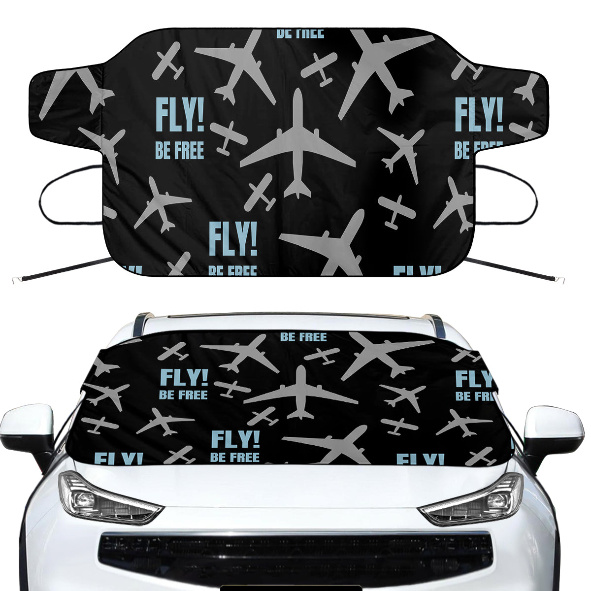 Fly Be Free Black  Designed Car Windshield Snow Covers