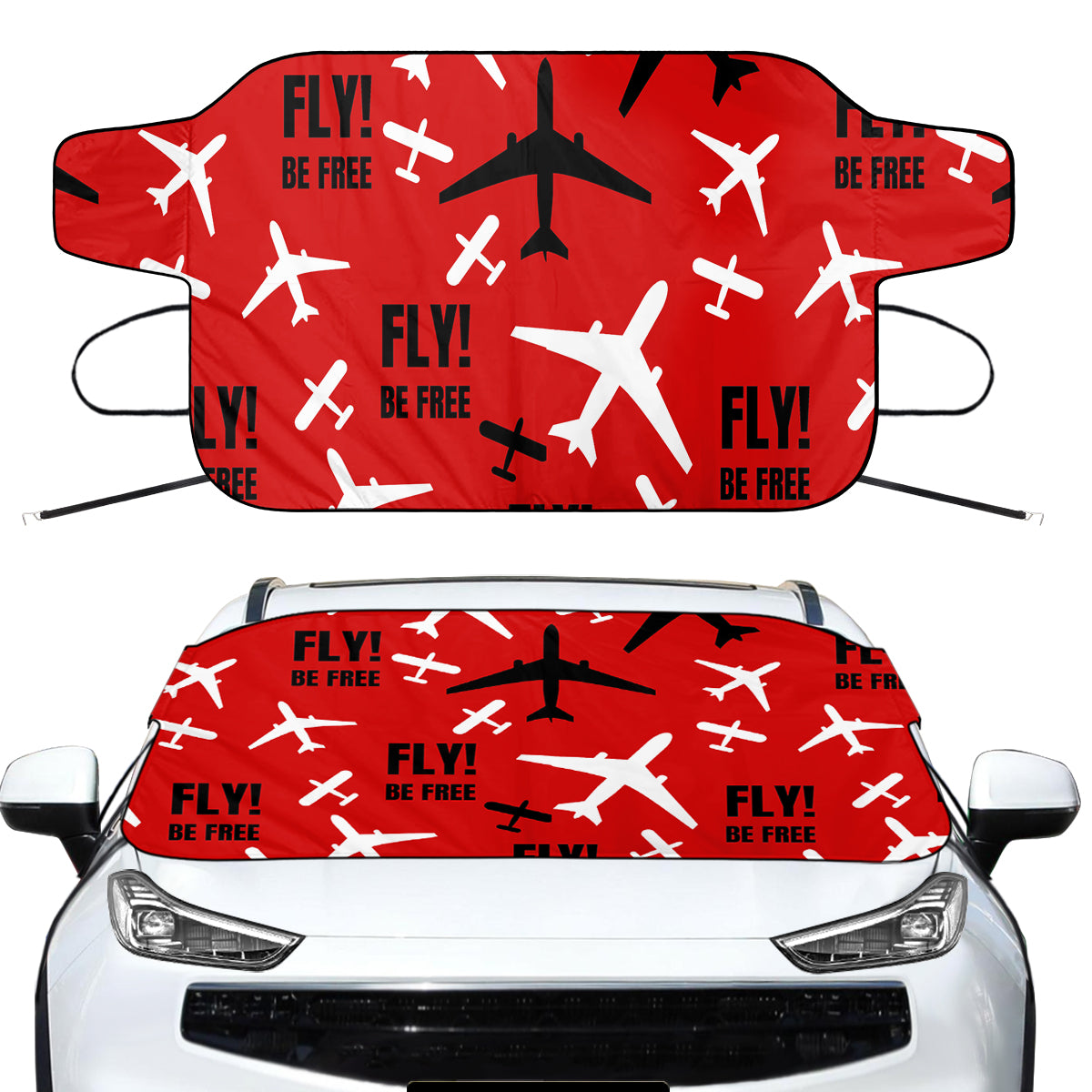 Fly Be Free Red Designed Car Windshield Snow Covers