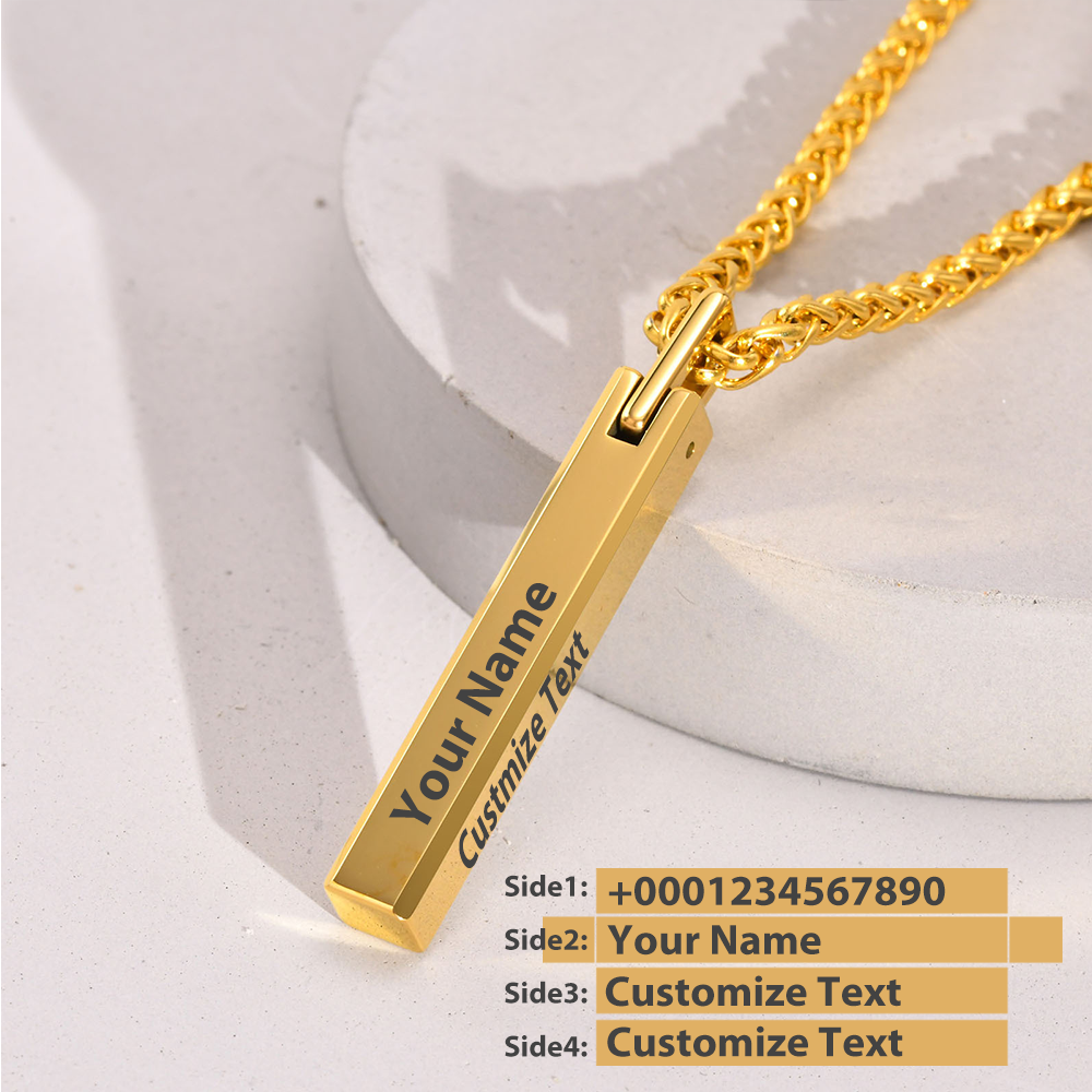 Your Custom Design & Image & Logo & Text Design  One word smooth necklace