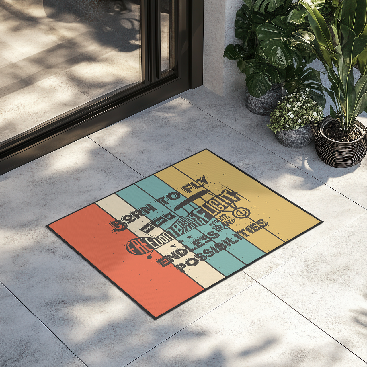 Colourful Born To Fly Designed Door Mats