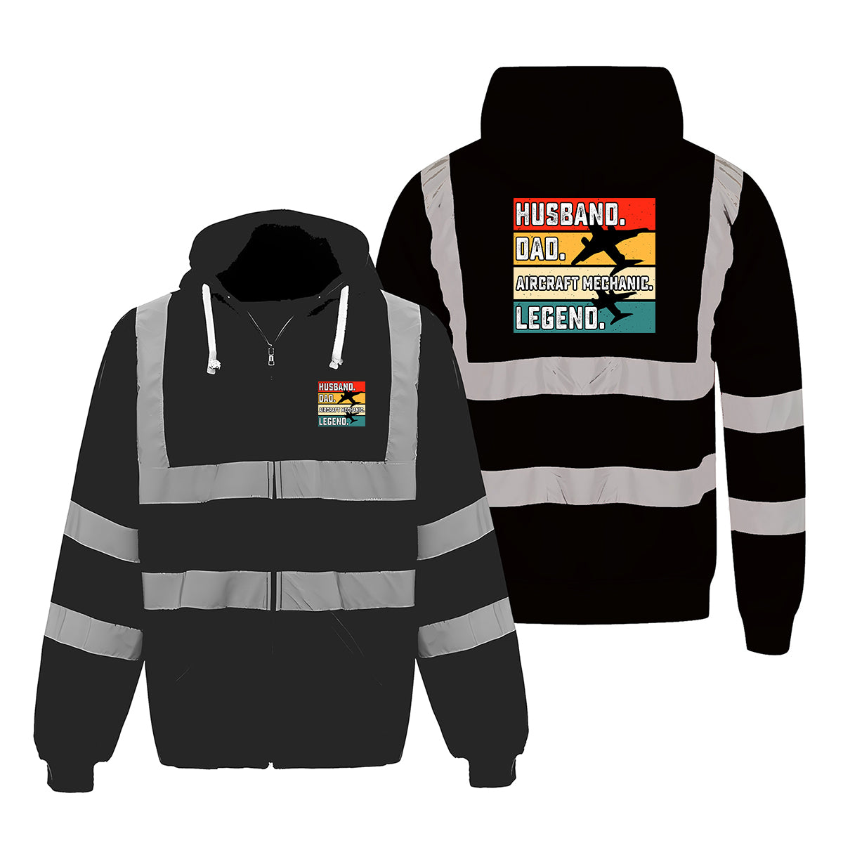 Husband & Dad & Aircraft Mechanic & Legend Designed Reflective Zipped Hoodies