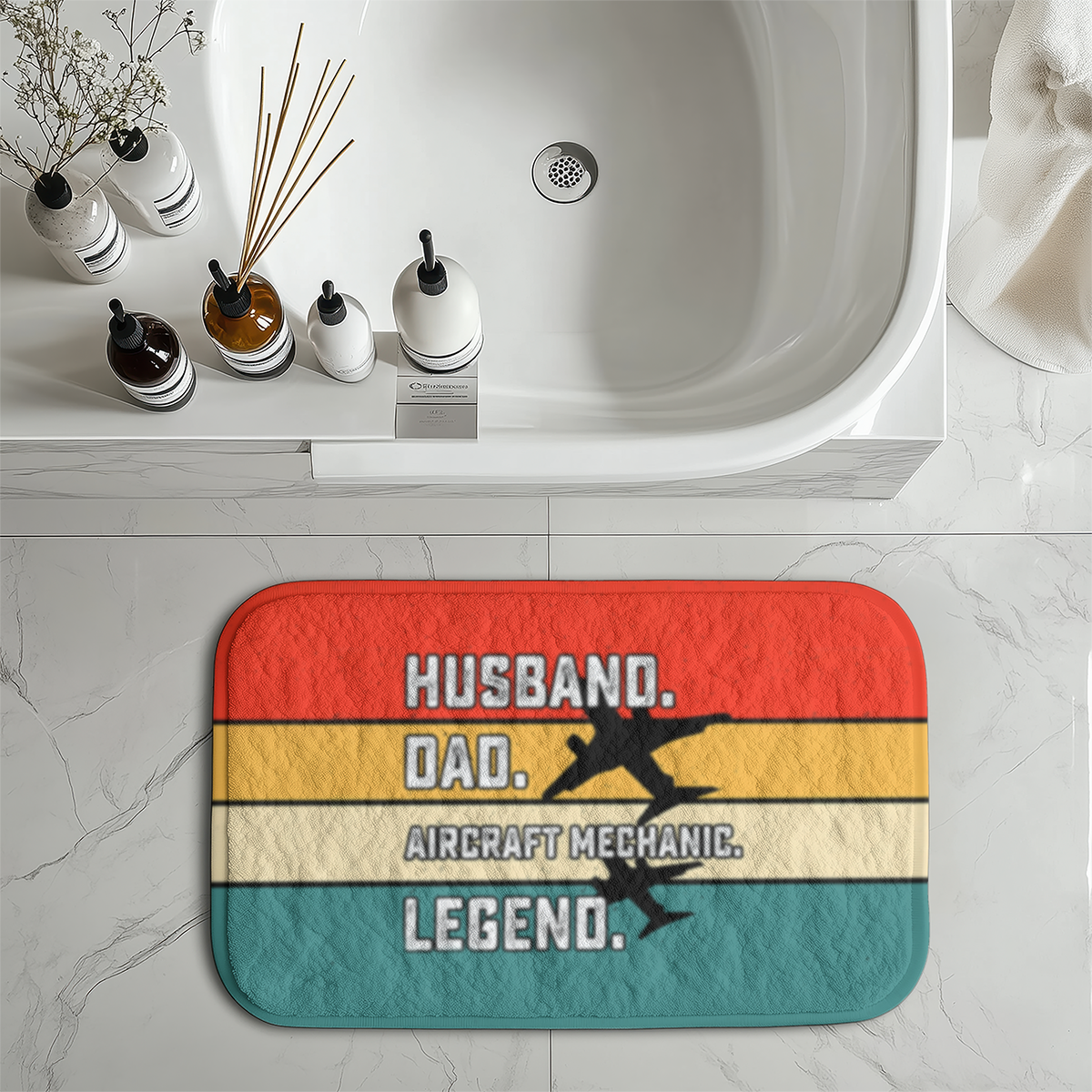 Husband & Dad & Aircraft Mechanic & Legend Designed Bath Mats